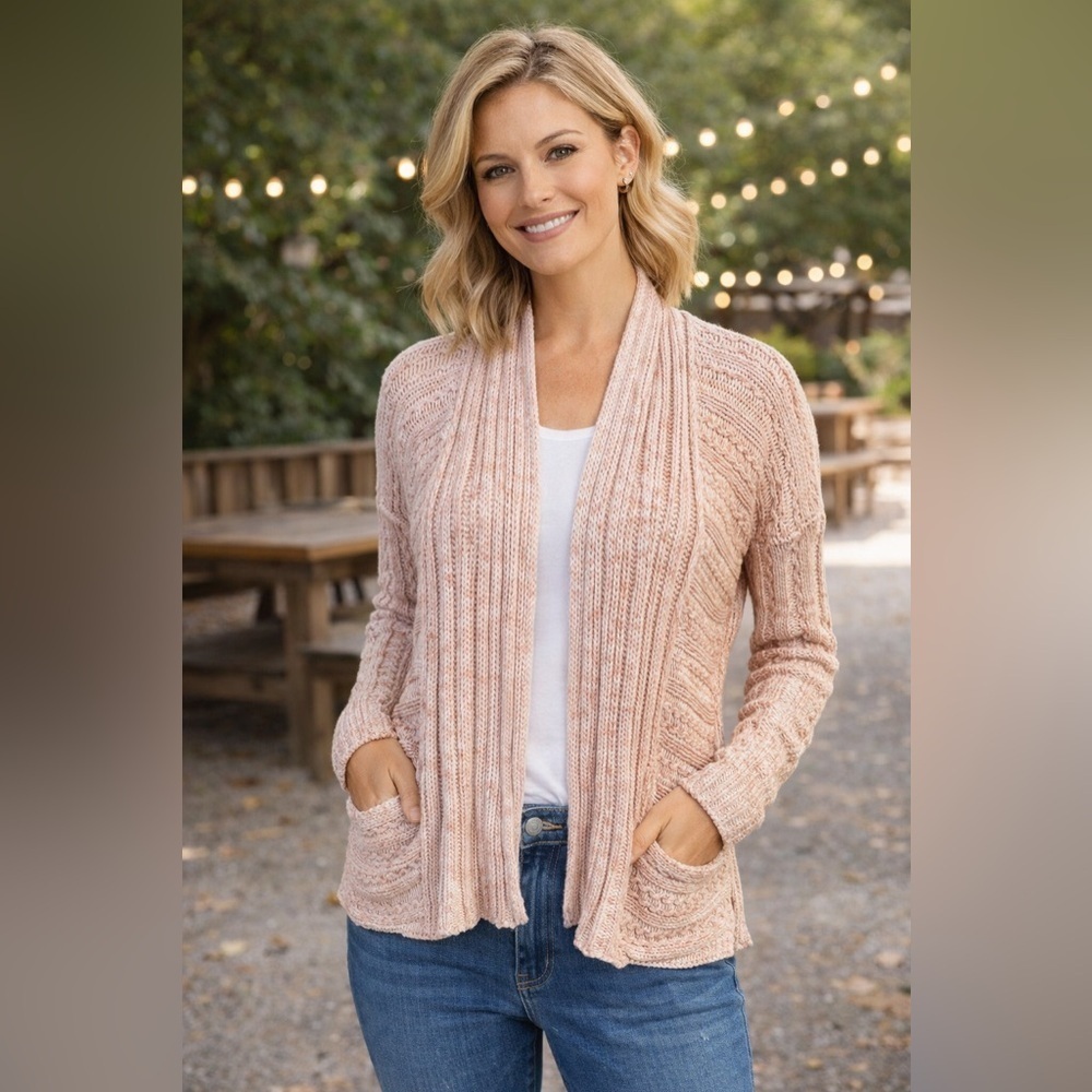 Free People Open Front Ribbed Knit Cardigan/Medium-Large